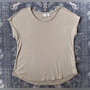 Chico's Light Tan Gold flecked Short Sleeve knit Top